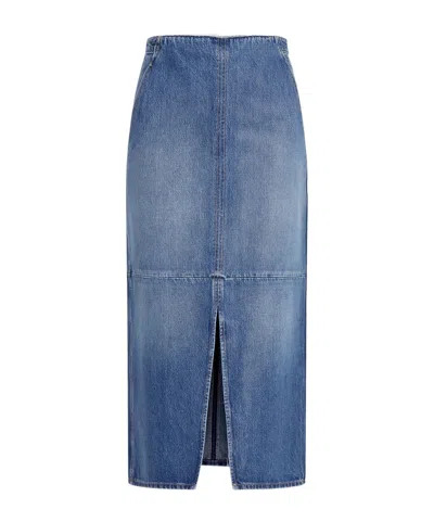 Tommy Hilfiger Logo Denim Skirt In Blue
