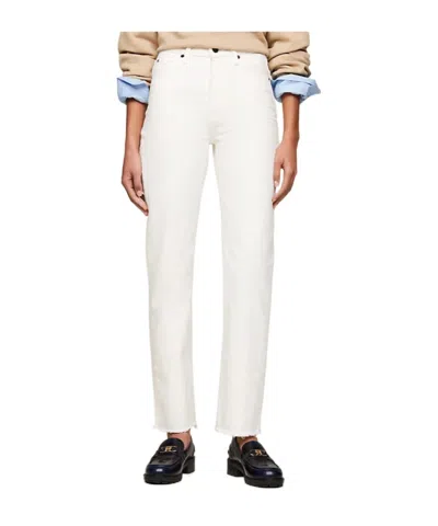 Tommy Hilfiger Logo Denim Trousers In White