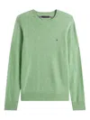Tommy Hilfiger Logo-detail Crew-neck Sweater In Green