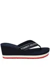 Tommy Hilfiger Logo-detail Wedge Flip-flops In Blue