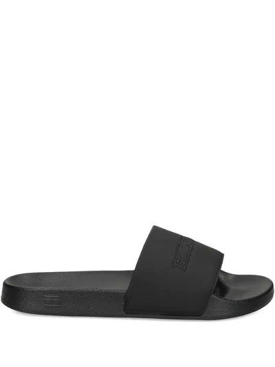 Tommy Hilfiger Logo-embossed Slides In Black