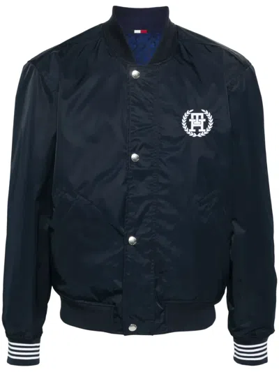 Tommy Hilfiger Logo-embroidered Bomber Jacket In Blue