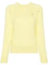 Tommy Hilfiger Logo-embroidered Cable-knit Jumper In Yellow
