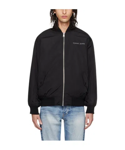 Tommy Hilfiger Logo Embroidered Casual Jacket In Black
