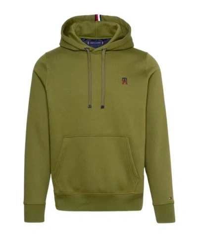 Tommy Hilfiger Logo-embroidered Cotton-blend Hoodie In Green