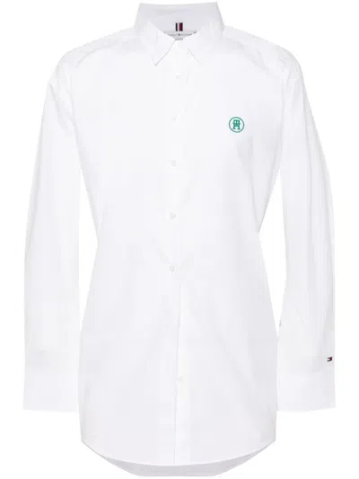 Tommy Hilfiger Logo-embroidered Cotton Shirt In White