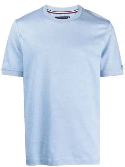 Tommy Hilfiger Logo-embroidered Cotton T-shirt In Blau