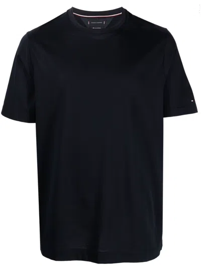 Tommy Hilfiger Logo-embroidered Cotton T-shirt In Blue