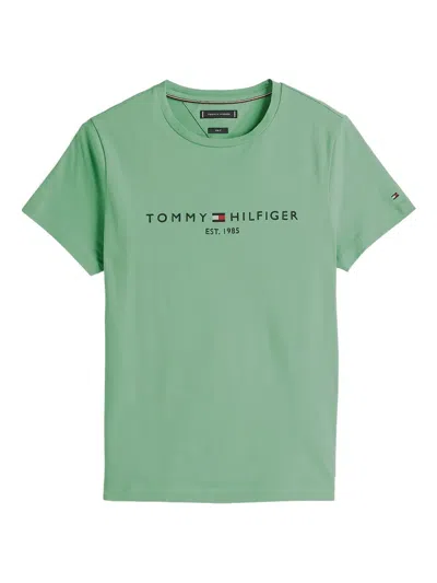 Tommy Hilfiger Logo-embroidered Cotton T-shirt In Green