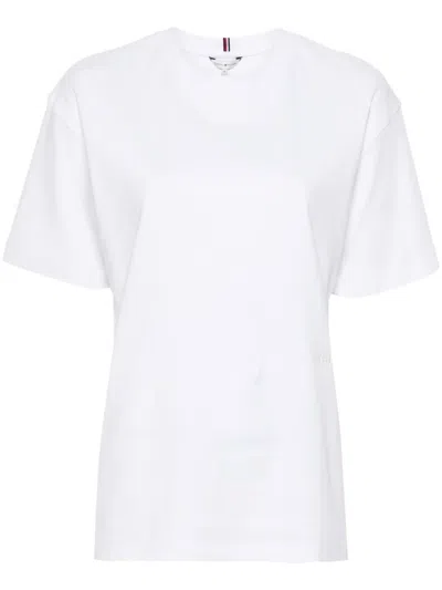 Tommy Hilfiger Logo-embroidered Cotton T-shirt In White