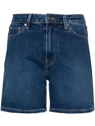 Tommy Hilfiger Logo-embroidered Denim Shorts In Blue
