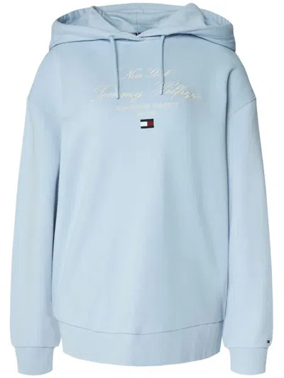 Tommy Hilfiger Logo-embroidered Hoodie In Blue