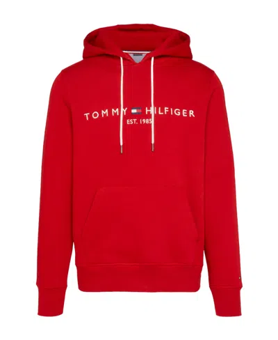 Tommy Hilfiger Logo-embroidered Hoodie In Red