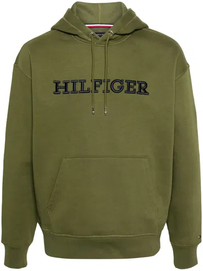 Tommy Hilfiger Logo-embroidered Hoodie In Green