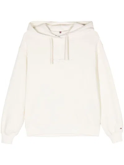 Tommy Hilfiger Logo-embroidered Hoodie In Neutrals