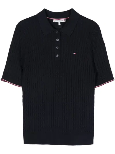 Tommy Hilfiger Logo-embroidered Knitted Top In Blue