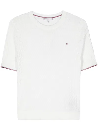 Tommy Hilfiger Logo-embroidered Knitted Top In White