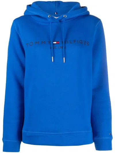 Tommy Hilfiger Logo-embroidered Long-sleeve Jumper In 蓝色