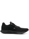 Tommy Hilfiger Logo-embroidered Mesh Sneakers In 黑色
