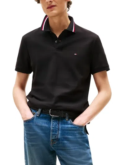 Tommy Hilfiger Logo-embroidered Polo Shirt In Black