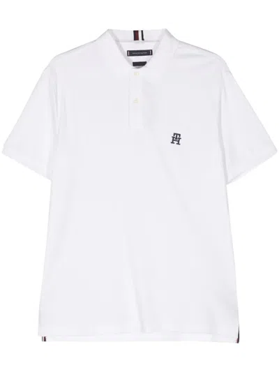 Tommy Hilfiger Th Monogram Cotton Polo Shirt In Neutrals