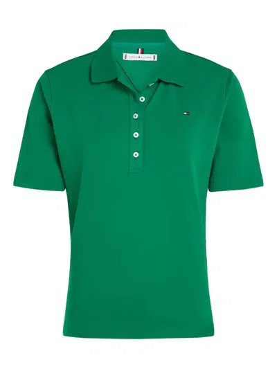 Tommy Hilfiger Women's Solid-color Signature Polo Top In Green