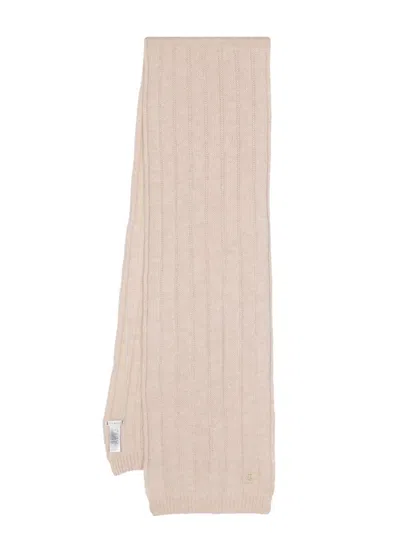 Tommy Hilfiger Logo-embroidered Rib-knit Scarf In Neutrals