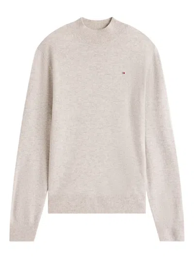 Tommy Hilfiger Logo-embroidered Sweater In Neutral
