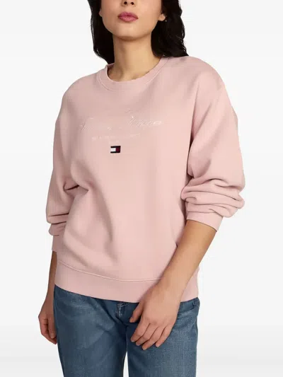 Tommy Hilfiger Logo-embroidered Sweatshirt In Pink