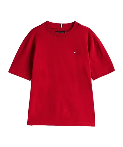Tommy Hilfiger Logo-embroidered T-shirt In Red