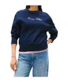 Tommy Hilfiger Logo Embroidery Pique Crew Neck Sweatshirt In Blue