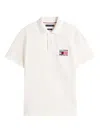 Tommy Hilfiger Logo-flag Cotton-blend Polo Shirt In White