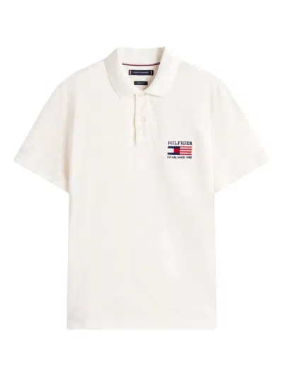 TOMMY HILFIGER LOGO-FLAG COTTON-BLEND POLO SHIRT