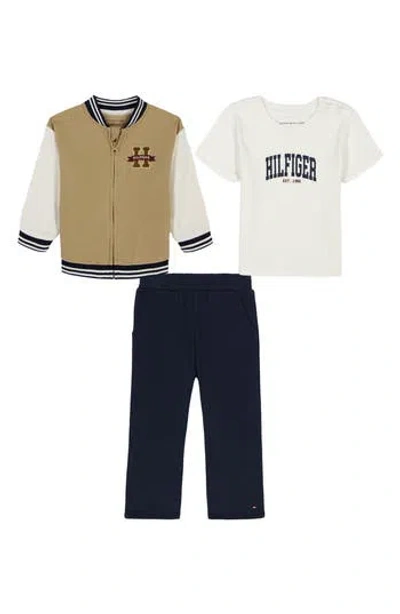 Tommy Hilfiger Kids'  Logo Graphic T-shirt, Varsity Jacket & Pants Set In Multi