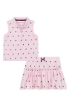 Tommy Hilfiger Logo Heart Sleeveless Polo & Skirted Bloomers Set In Pink
