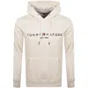 Tommy Hilfiger Logo Hoodie Beige In Neutral