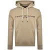 Tommy Hilfiger Logo Hoodie Beige In Beige