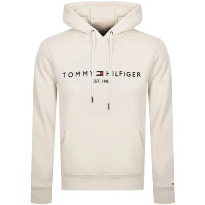 Tommy Hilfiger Logo Hoodie Cream In White