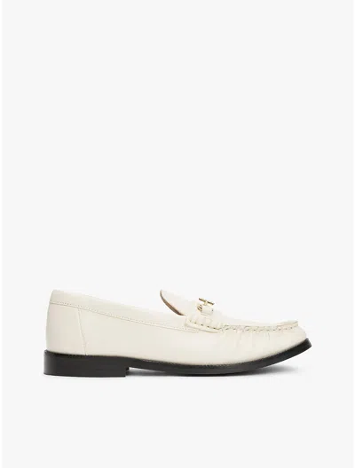 Tommy Hilfiger Logo Horsebit Leather Loafers In Muslin