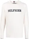 Tommy Hilfiger Logo Intarsia-knit Cotton Jumper In Neutrals