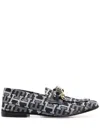 Tommy Hilfiger Chain Detail Monogram Denim Loafers In Blau