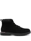 Tommy Hilfiger Logo-jacquard Suede Boots In 黑色