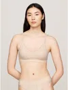 Tommy Hilfiger Logo Knit Unlined Triangle Bra In Cashmere Creme