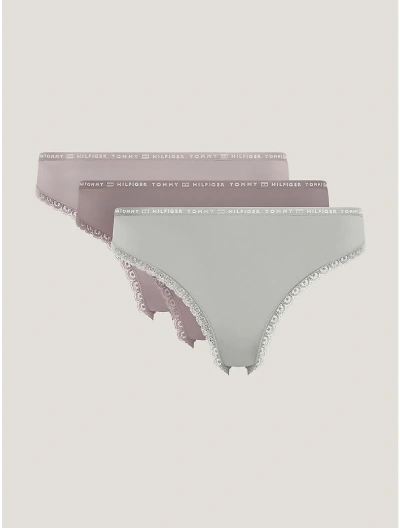 Tommy Hilfiger Logo Lace Bikini Brief 3 In Ivory/balanced Beige/pale Pink