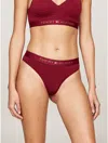 Tommy Hilfiger Logo Lurex Thong In Pinstripe Lurex Rouge