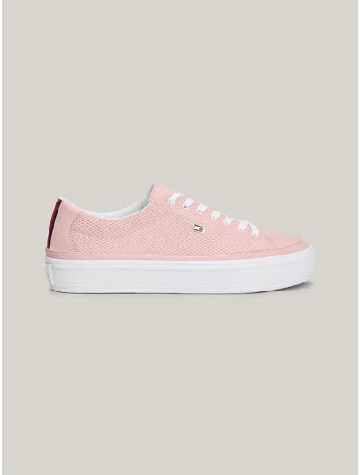 Tommy Hilfiger Flag Logo Mesh Sneaker In Whimsy Pink