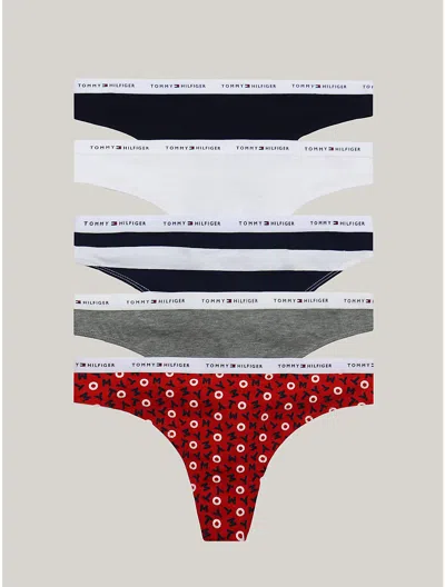 Tommy Hilfiger Logo Mix Thong 5pk In Multi