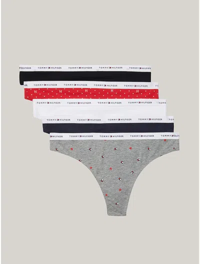 Tommy Hilfiger Logo Mix Thong 5pk In Multi