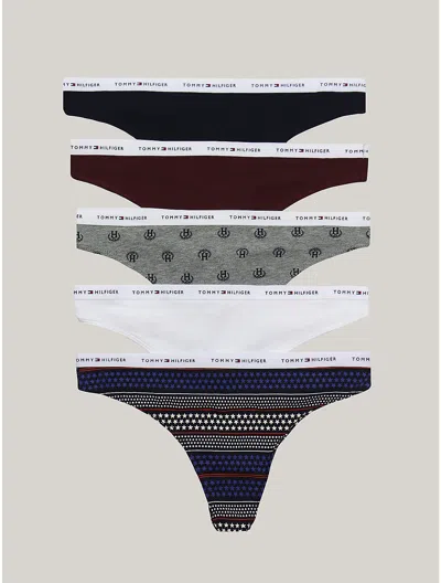 Tommy Hilfiger Logo Mix Thong 5pk In Multi