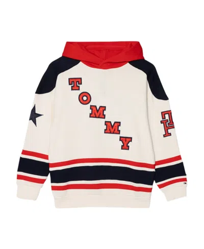 Tommy Hilfiger Logo-patch Colour-block Hoodie In White
